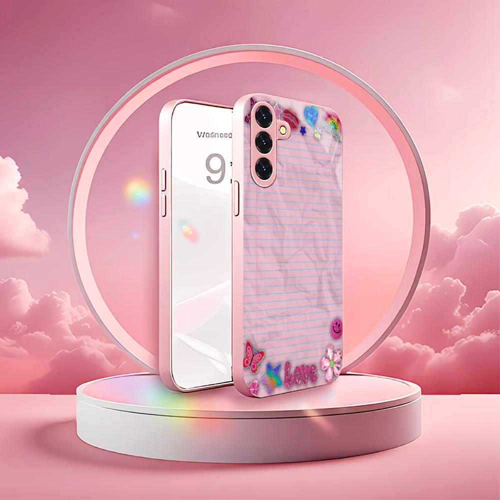Girls' hand-drawn work Madam pink Glass PhoneCase for Samsung Galaxy S26 S25 S24 S23 S22 FE Ultra Plus Dropresistant Female