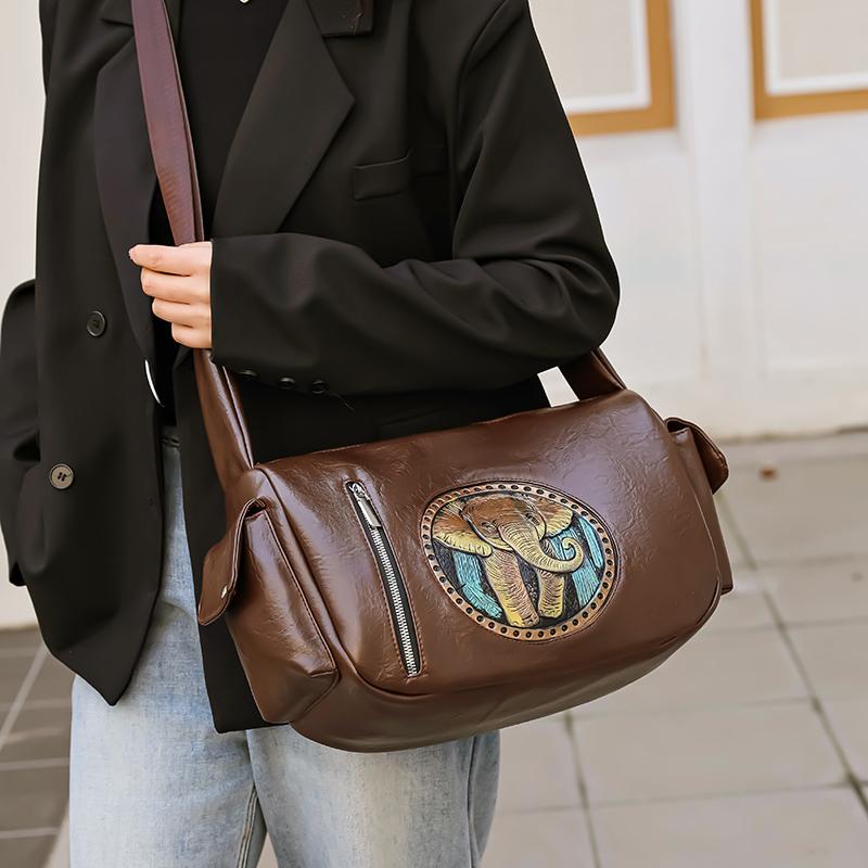 Bolsa de ombro grande capacidade elefante bolsa mãe de meia idade bolsa crossbody bolsa de couro macio