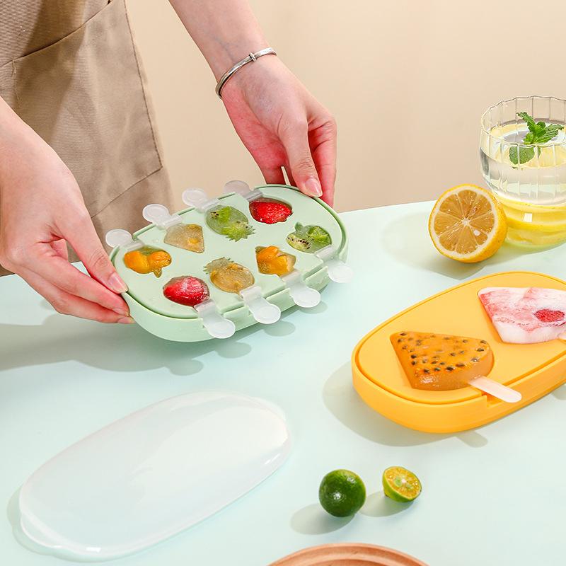 Poröse Früchte Eis Silikonform mit Deckel Ananas Erdbeerform Schokolade Süßigkeiten Geleeform Eiswürfel Zubereitungsset Geschenke