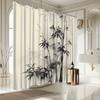 Bamboo Ink Wash Shower Curtain, Traditional Asian Design, Fade-Resistant Polyester, Minimalist Bath Decor