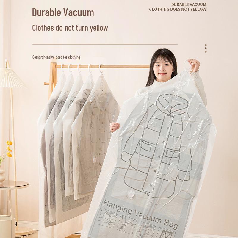 Новый висячий вакуумный мешок для хранения одежды и одеял - Пыле- и влагозащитный Hand Pump грязно-белый 607₽