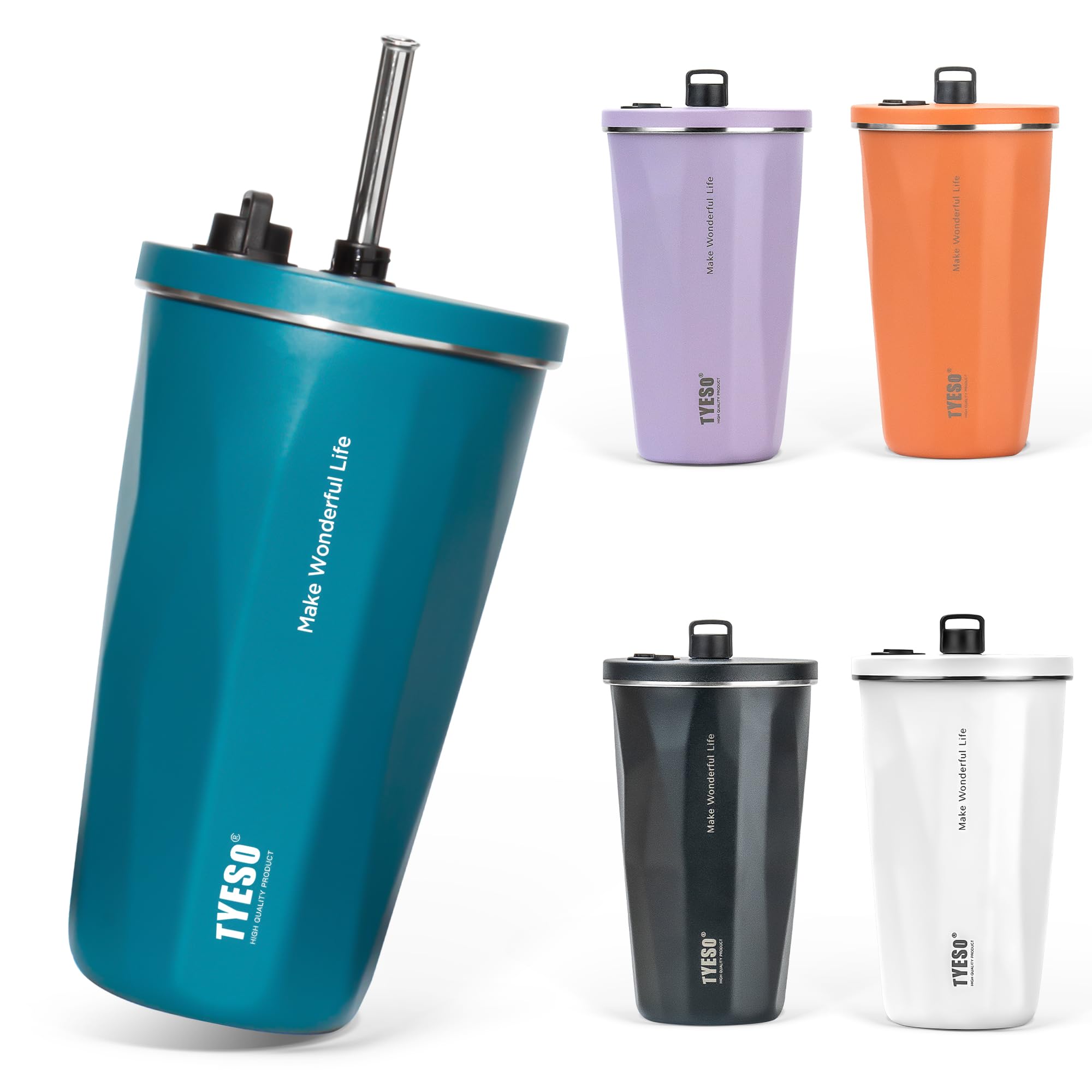 

Стакан TYESO из нержавеющей стали с широким вакуумным горлом для дома, сохраняет горячим или холодным, большой, для девочек и мальчиков, с трубочкой, стальной, с широким горлом, с термоизоляцией, для офиса, для улицы, многоцветный, синий