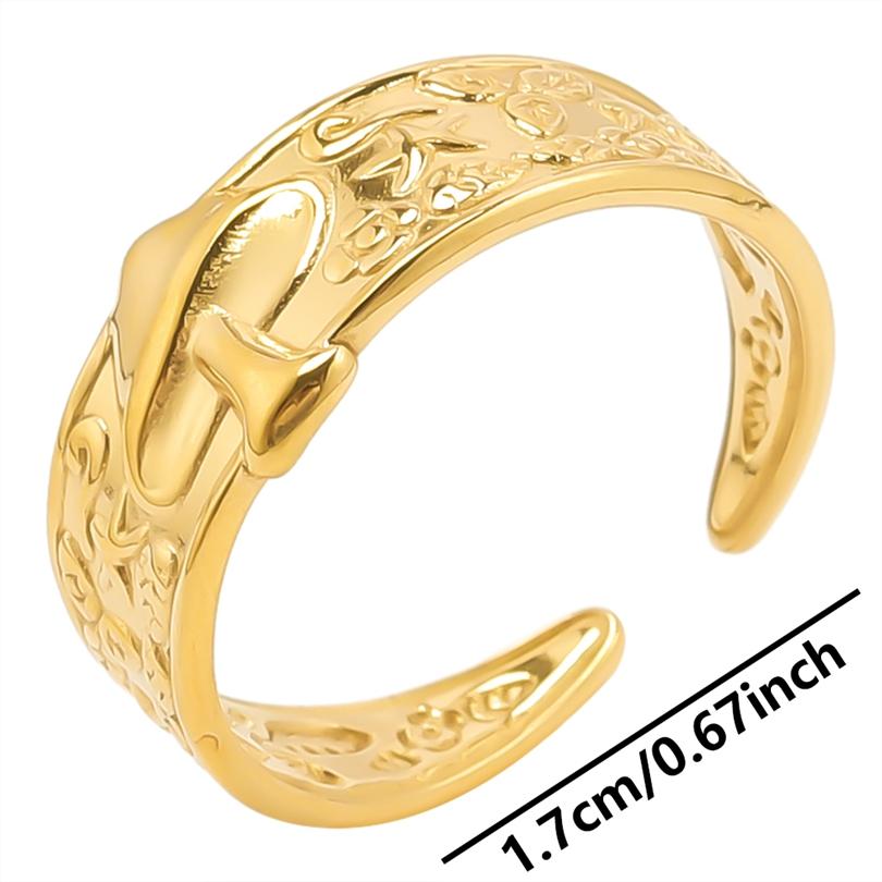 Bague 18k Gold Plated Open Adjustable Stainless Steel Rings For Women Men Accessories Cross Shell Plant Leaf Ring Finger Jewelry