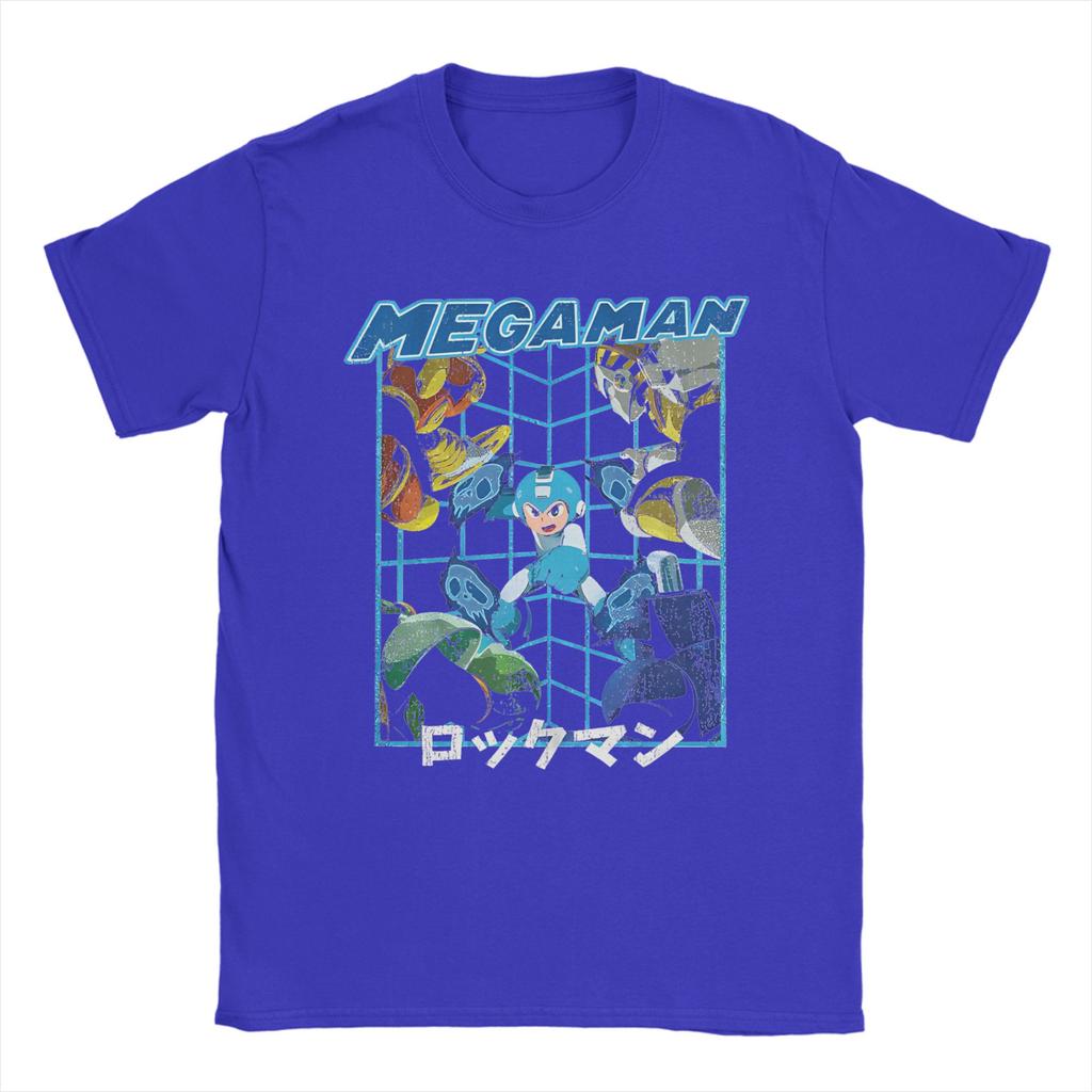 Retro Game Megaman X T-Shirt Men's Cotton Short Sleeve Round Neck Summer Tops
