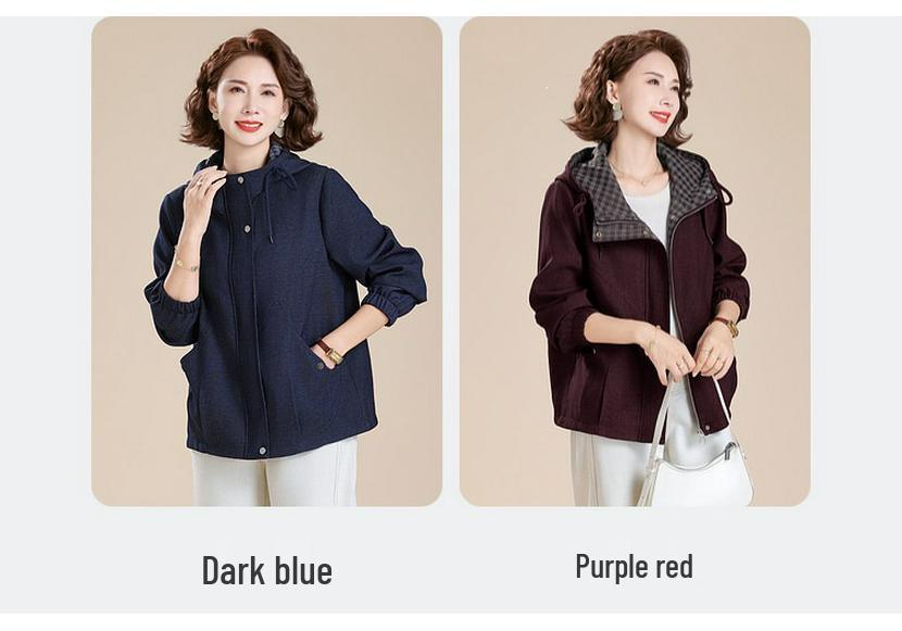 Autumn Casual Plus Size Short Windbreaker for Stylish Moms 50+