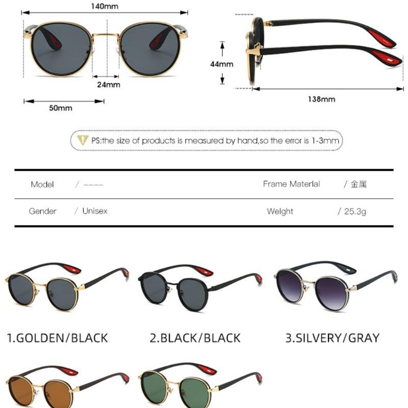Non-polarized Vintage Metal Round Sunglasses Women for Men Shades Popular Hip Hop Outdoor Sun Glasses