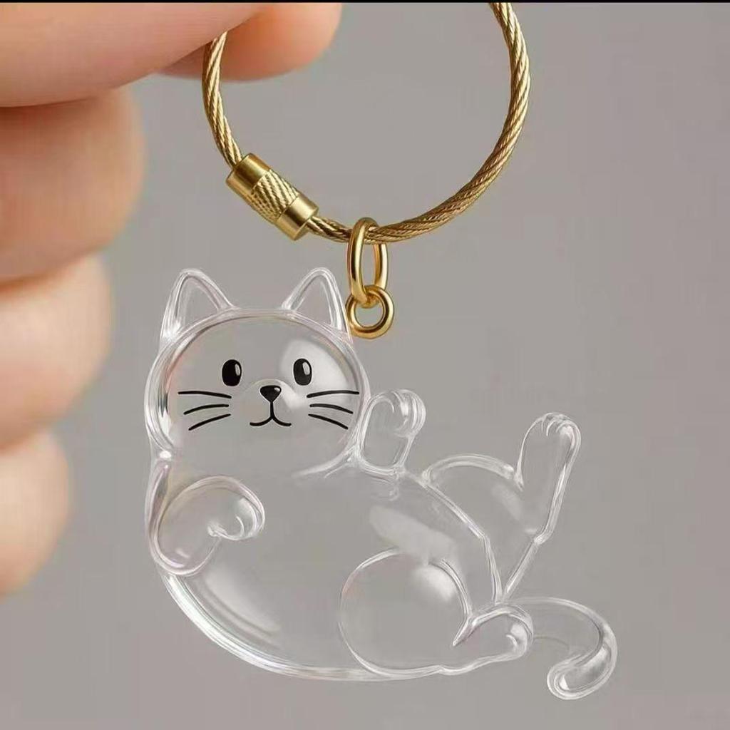 Cute Cat & Dog Fur Keychain Pendant - Creative Transparent Souvenir Gift