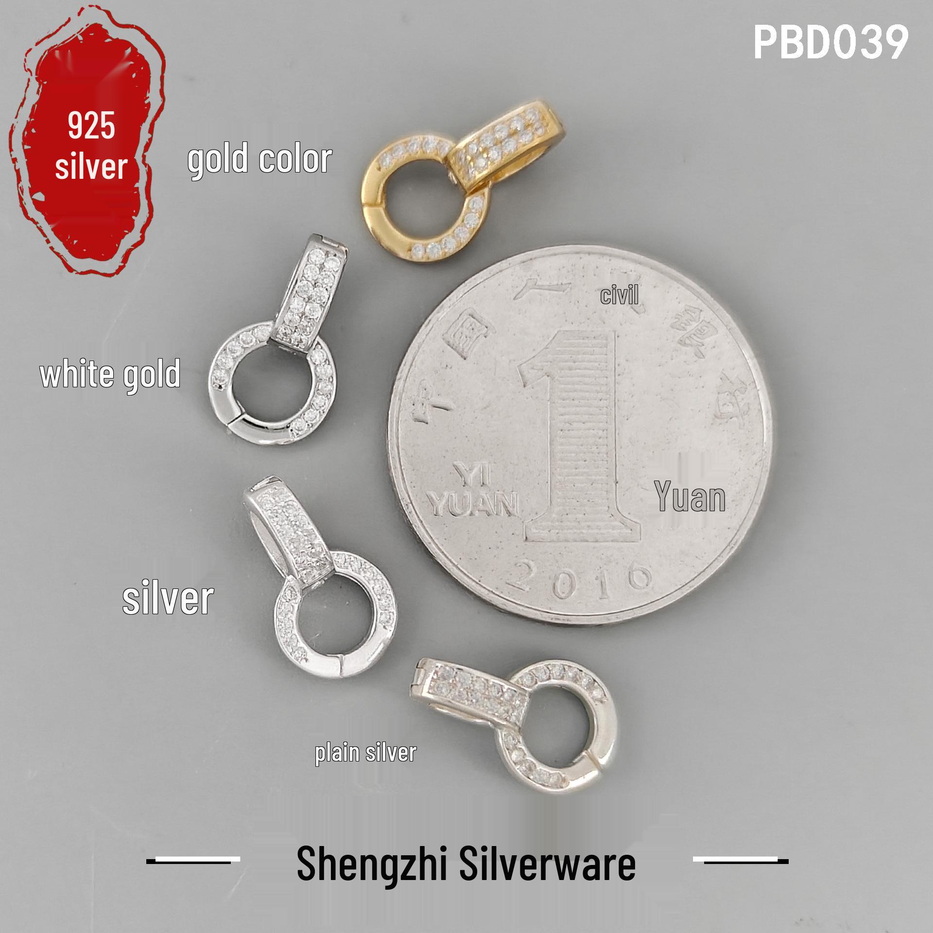 Sterling Silver S925 Irregular Geometric Circle Connector DIY Tower Buckle Ornament Plain Silver