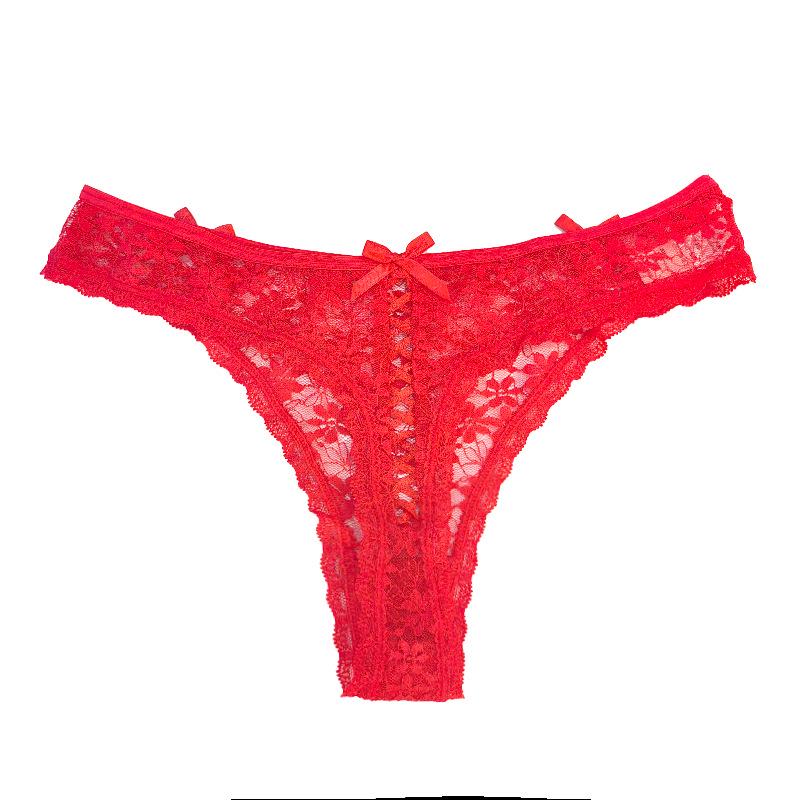 Pure & Sexy Lace Mid-Waist Thong - Seamless Thin Strap Triangle Panties for Women (80-140 Jin)