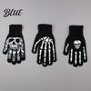 Stylish Scary Costume Accessories Halloween Glow‑In‑The‑Dark Skeleton Knit Gloves Luminous Skull Bone Print Flexible Finger Movement