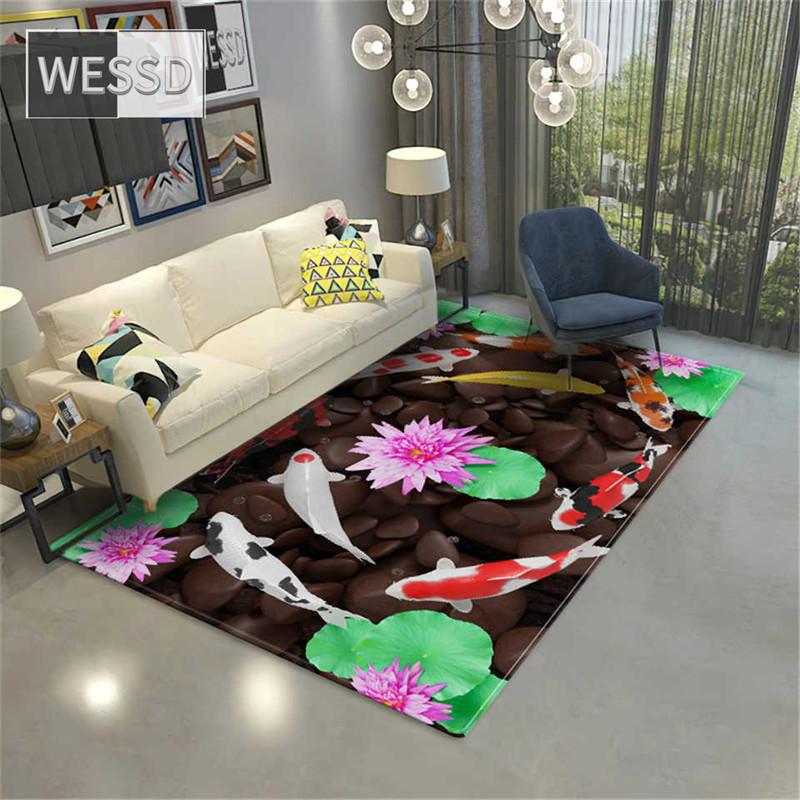 Carp Fish 3D Carpet For Living Room Large Rug House Coffee Table Mat Decorative Soft Bedroom Floor Mat Bathroom Mat Sponge