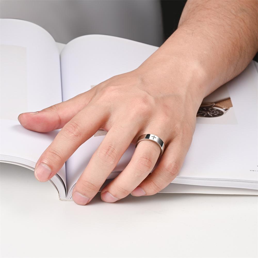 Lover 6cm Stainless Steel Cross Ring
