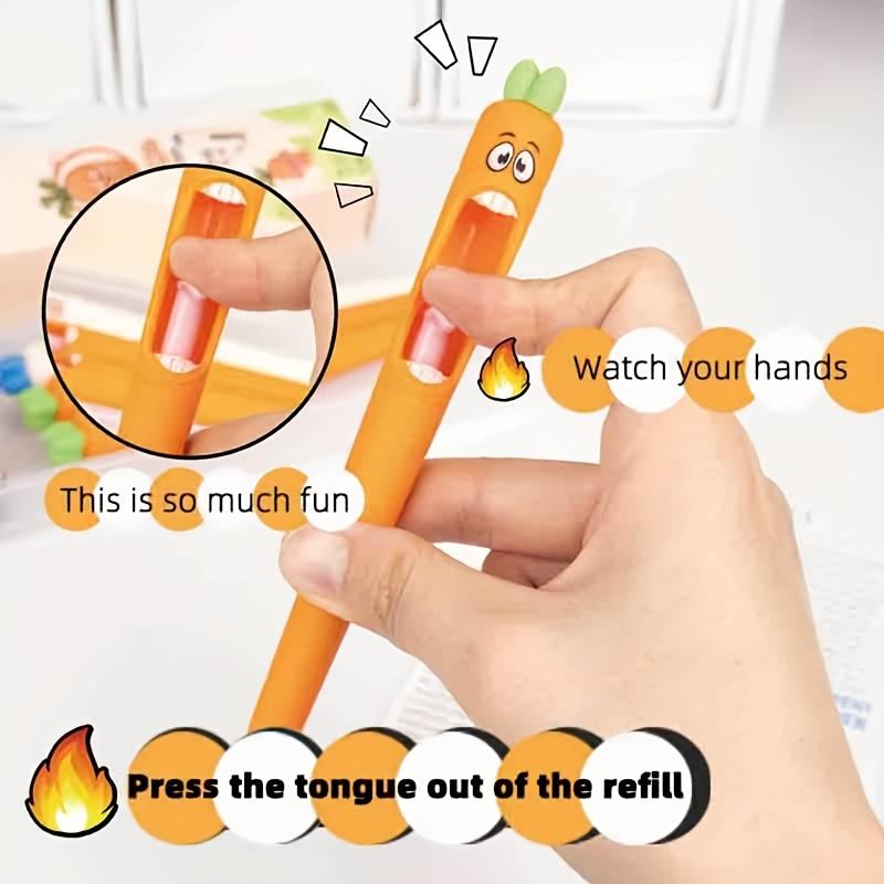 4pcs Multi-Expression Radish Shaped Gel Pens Creative Fresh Stationery Supplies, Plastic Material Black Ink Fun Easter Gifts and Party Giveaways