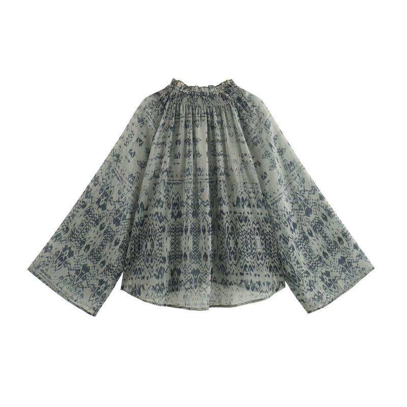 Fashion Style 2024 Summer New Arrival Women's Clothing Loose Metallic Color Line Bohemia Style Shirt 5770031