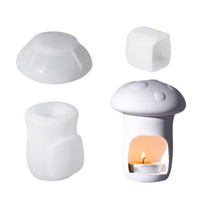 3D Silicone Candle Holder Mold for Home Decoration and Crafts Night Light Mould Hollow Mushroom Shaped Ornament Mould