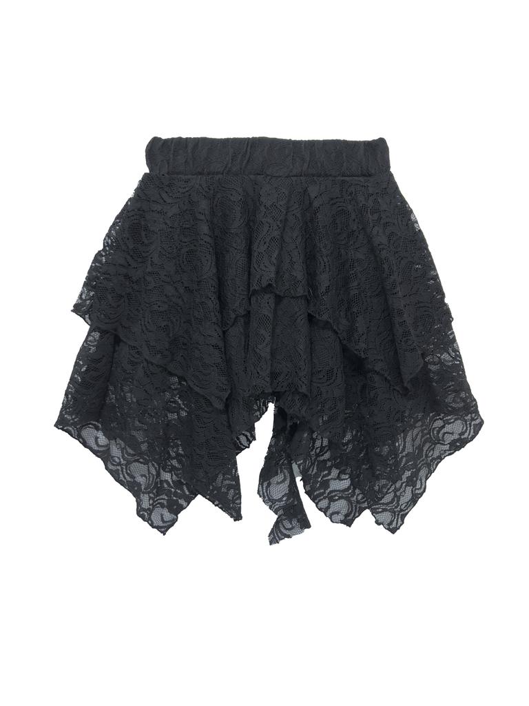 Cecese Lace Up Lace Skirt Black