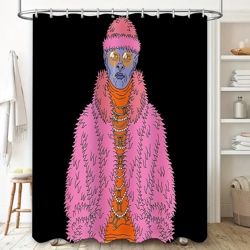 Unique Furry Shower Curtain Anime Character Home Decor Bathroom Set Artistic Pattern Modern Style Room Divider Backdrop