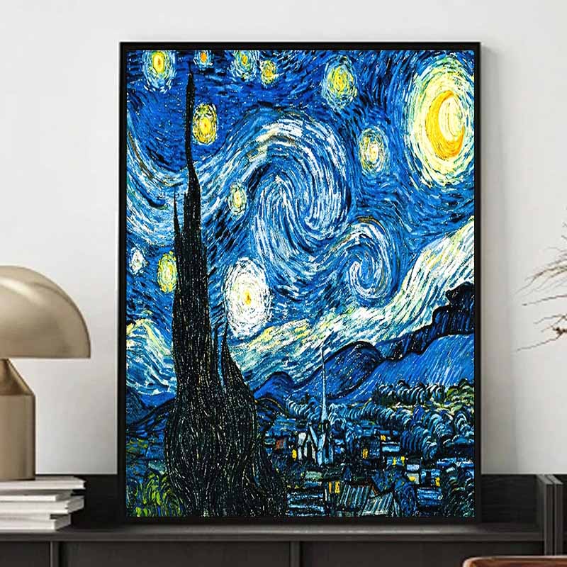 Новинка 5D DIY Полный круг Алмазная мозаика  Звездная ночь  Ван Гога Вышивка Крестиком Декор для дома Подарок 20x30cm
