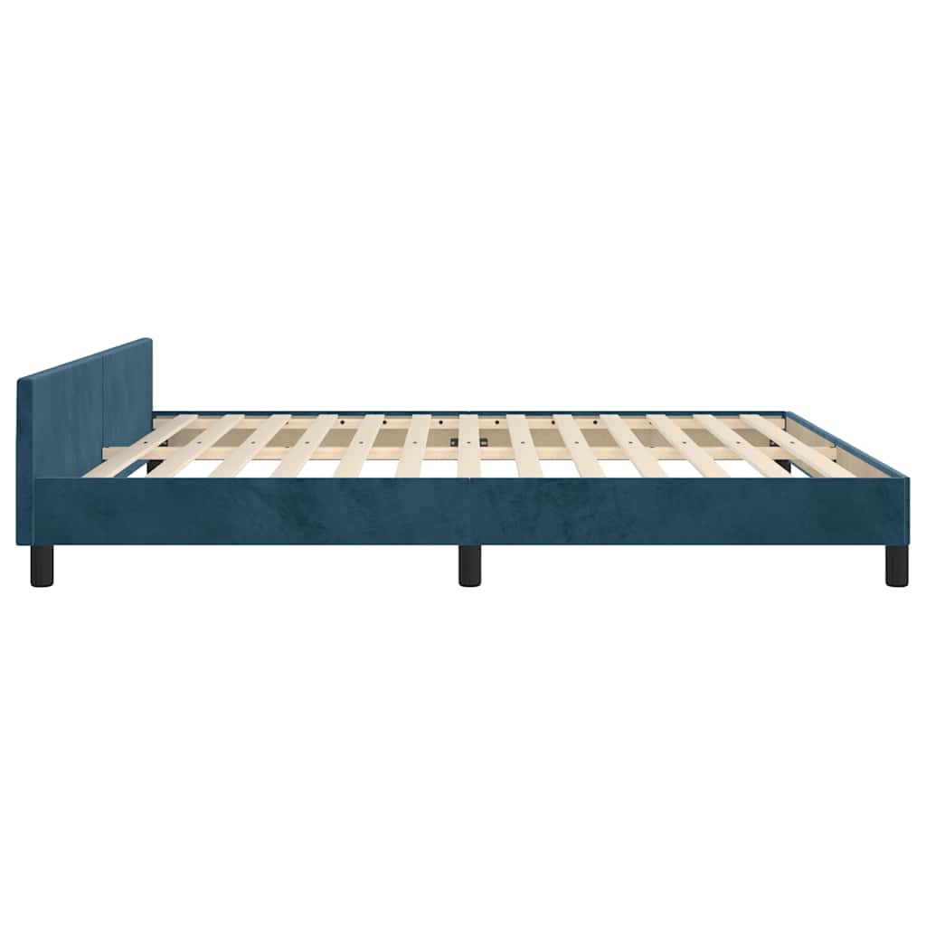 Bed Frame with Headboard Dark Blue 180 x 200 cm Velvet