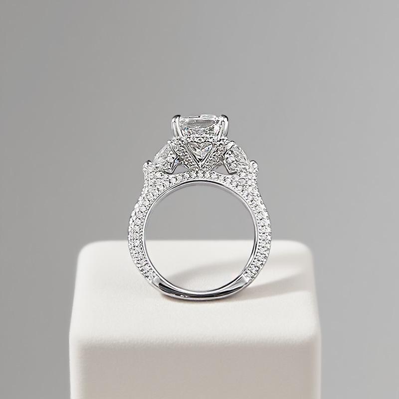 Hui Zhi Yi S925 Silver 5 Carat Ice Flower Cut Diamond Ring - European & American Style.