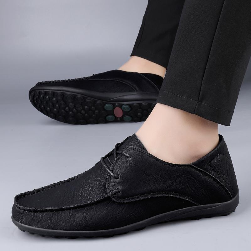 Fashion Brown Leather Men Shoes Fashion Formal Men Shoes Moccasins Italian Breathable Male Driving Shoes Black Plus Size 38-47