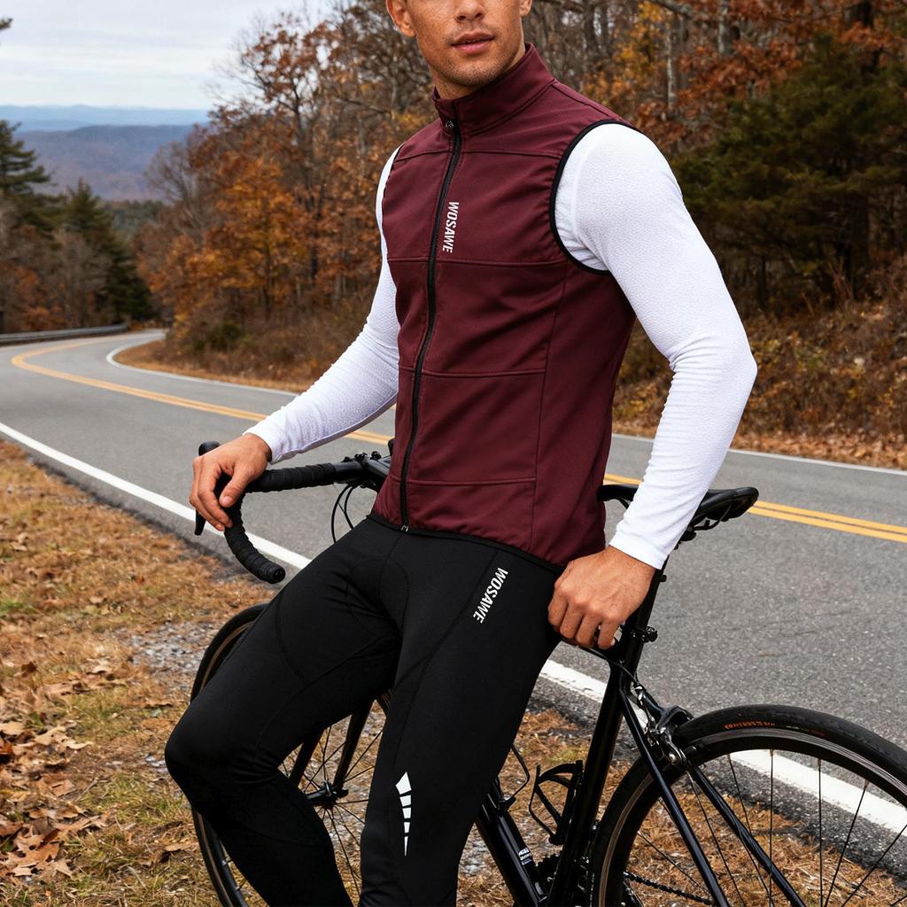 Wosawe Jesienne polarowe kombinezony rowerowe Softshell kolarski bezrękawnik i spodnie Outdoor Sport Odzież rowerowa