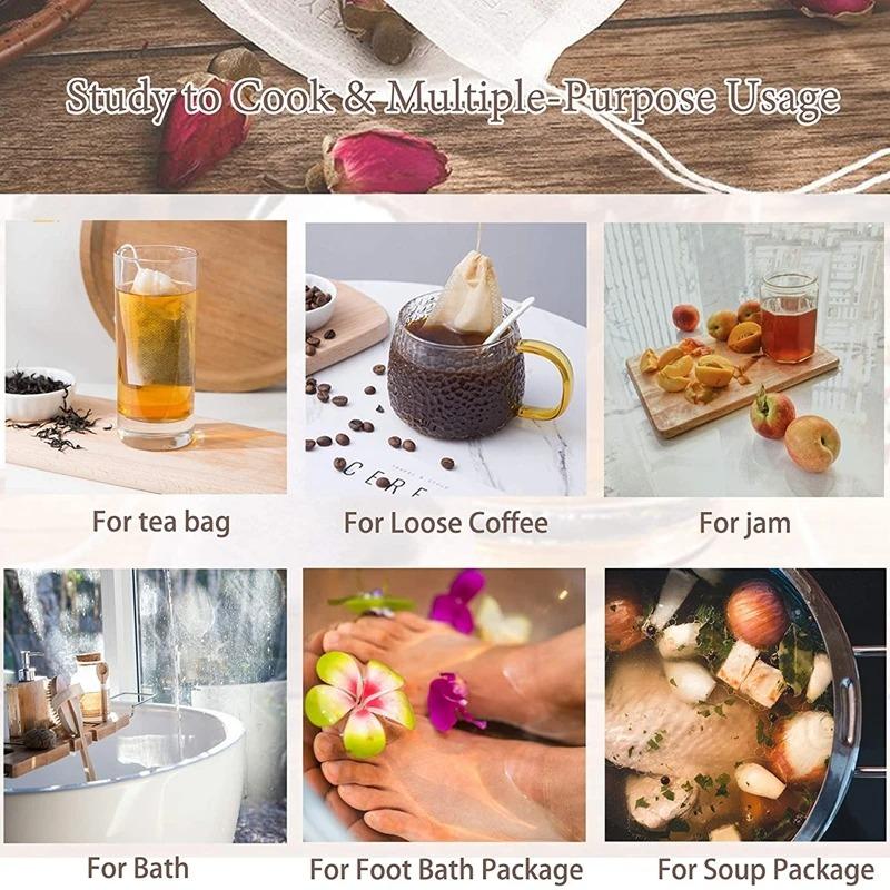 100pcs Tea Bags Non-woven Fabric Tea Filter Bags for Spice Tea Infuser with Heal Seal Disposable Seal Spice Filters Teabags