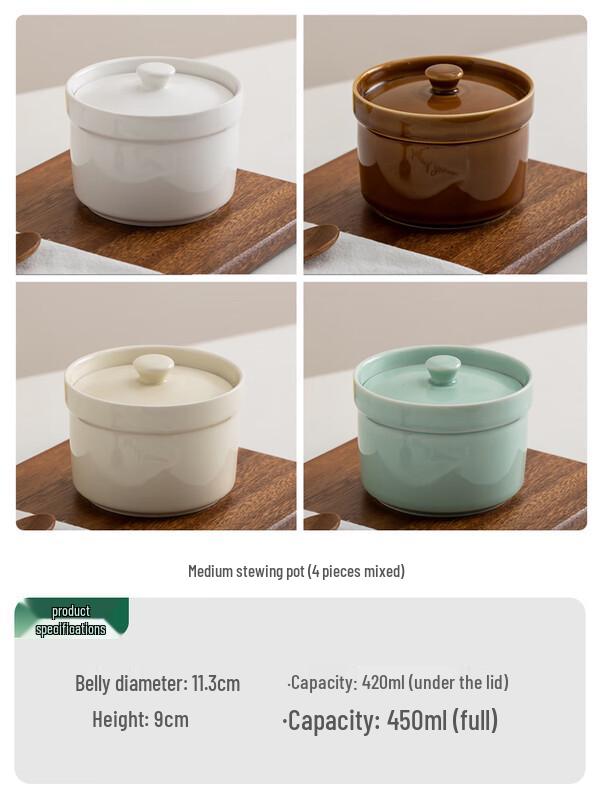 Zhaoran 450ml Double-Boiler Steamed Egg Bowls Set (4-Pack)