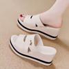 Soft leather thick-soled soft-soled slippers, new summer wear, waterproof table wedge heel, high-heeled sandals.