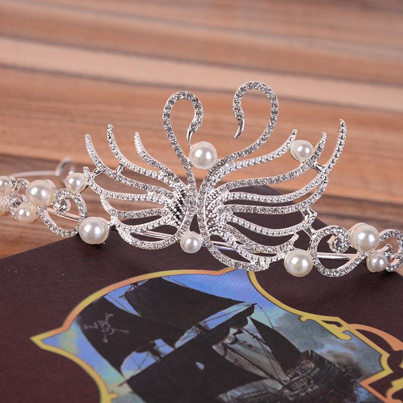 New Bridal Headwear Pearl Swan Crown Bridal Rhinestone Crown Wedding Accessories Crown Hair Accessories