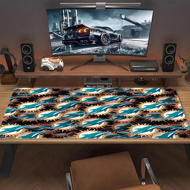 Miami Dolphins Logos Color Mouse Pad Large Gaming Table Cushion Non-slip Laptop Tablet Big Mousepad XXL Mat Mini PC Playmat With Lock edge