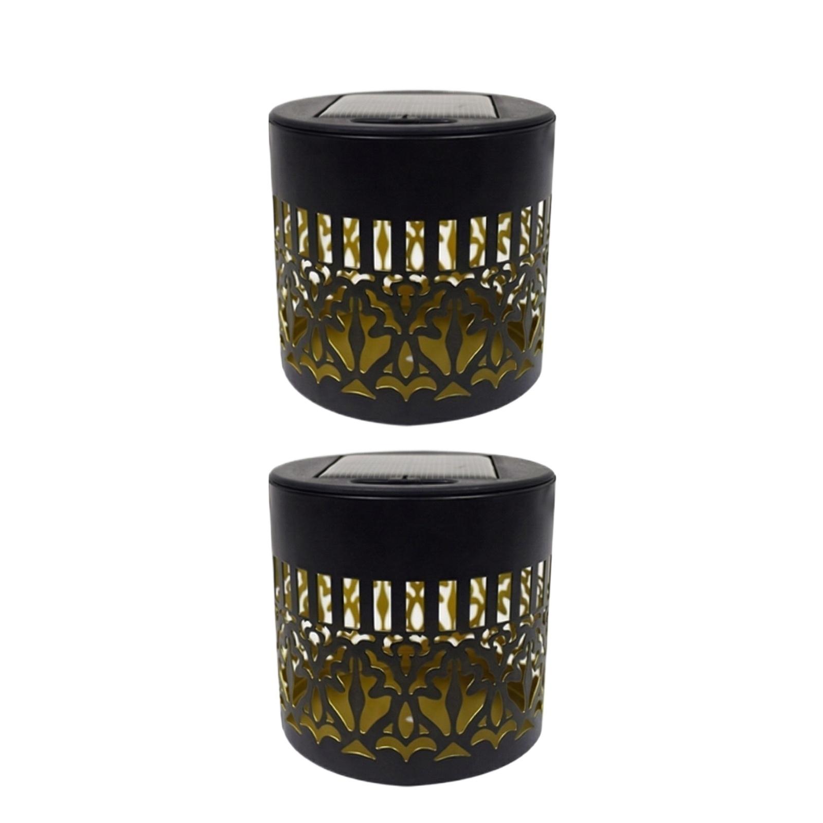 

Solar Powered Outdoor Decorative Lanterns Set of 2 with Cutout Pattern for Garden Patio Pathway Tabletop Yard Use One Size