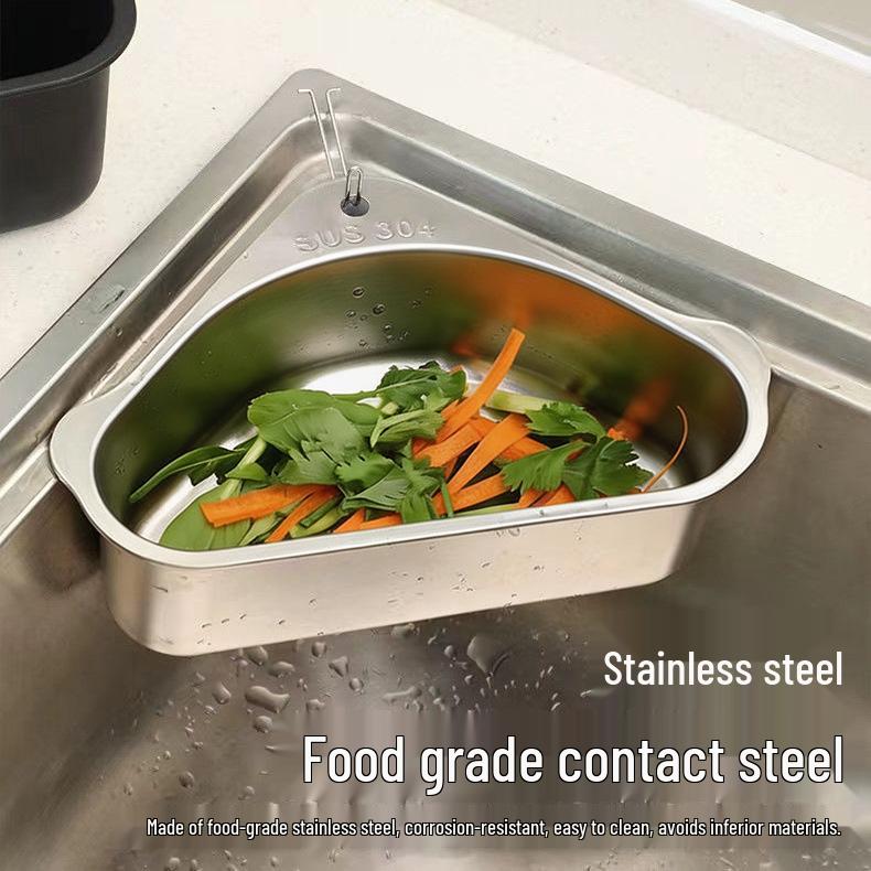 Triangle 304 Stainless Steel Sink Drain Basket - Universal Vegetable & Food Filter Net Gadget