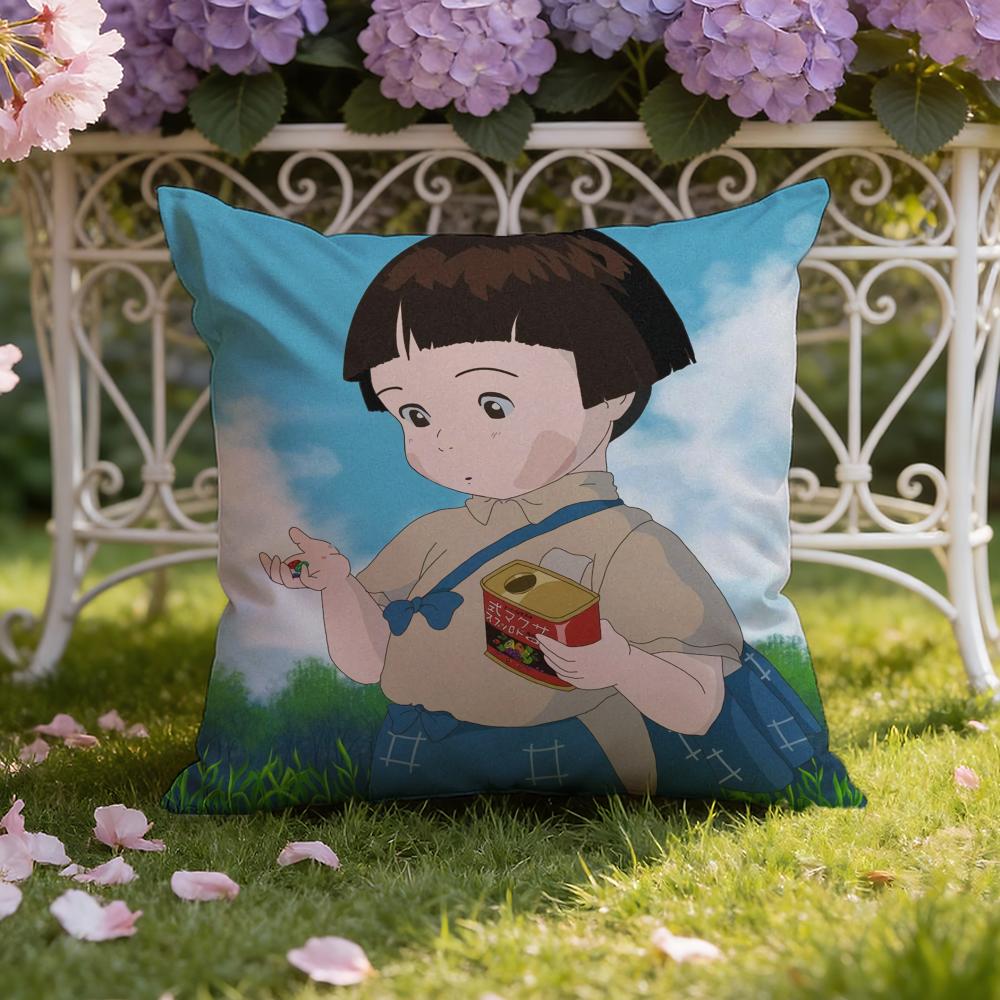 Anime G-Grave of the F-FirefliesS Cushion Cover Home & Car Dual-Scene Pillow Cover: Reversible for Premium Comfort