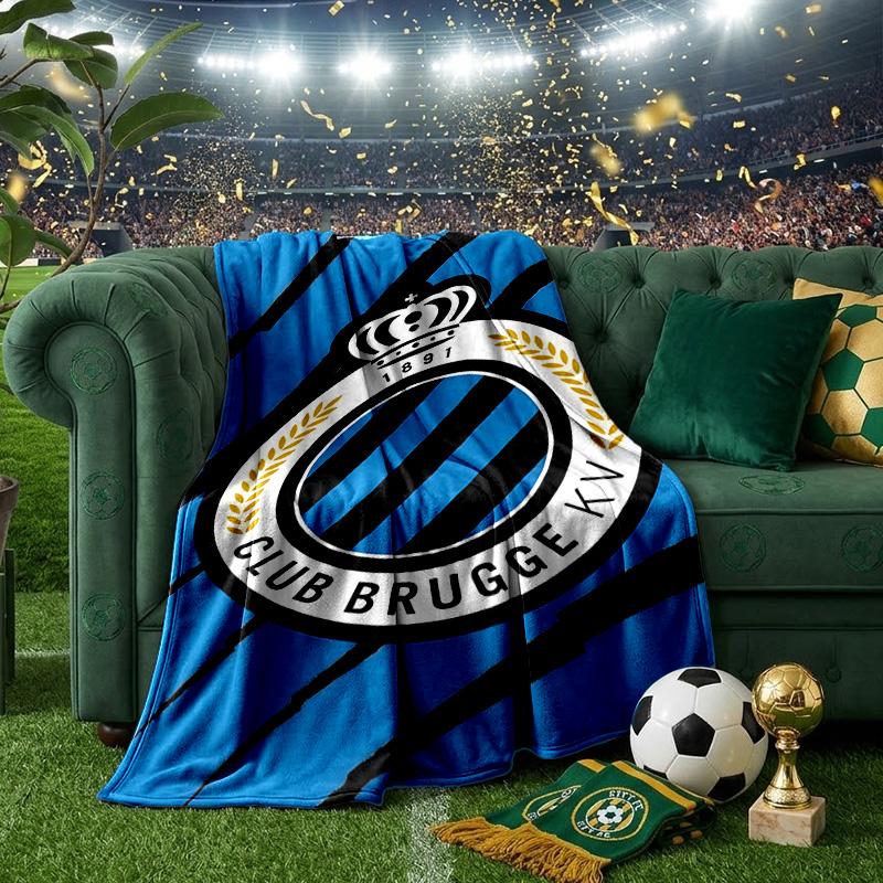 Coperta con Stemma FC Brugge Leggera Ideale per Letto Perfetta per Viaggi, Campeggio, Soggiorni, Uffici, Divani, Regalo di Natale per tifosi