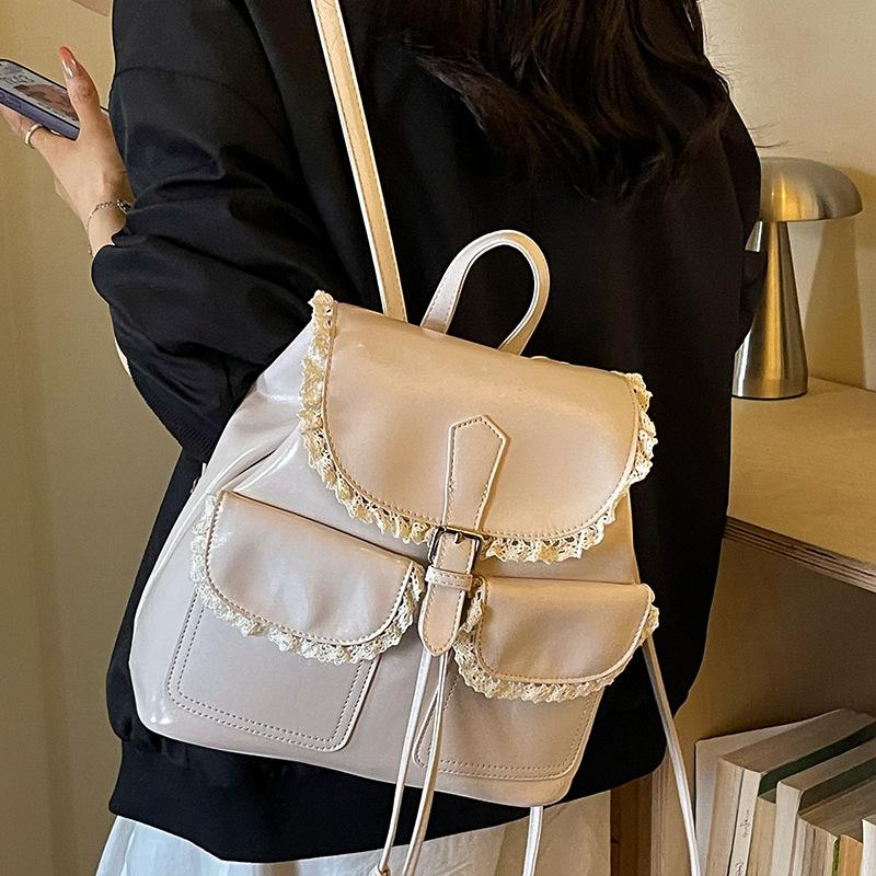 Schoolbag Sweet High-value Backpack Bag Female Foreign Style 1011 New Trendy Fashion Cute Backpack Korean Version Portable Small Square Bag