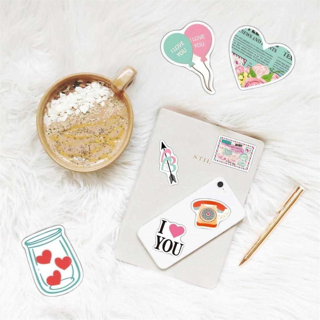 Love Stickers For Scrapbooking, 100 PCS Valentines Stickers For Scrapbook Supplies, Vinyl Stickers For Water Bottles Laptop