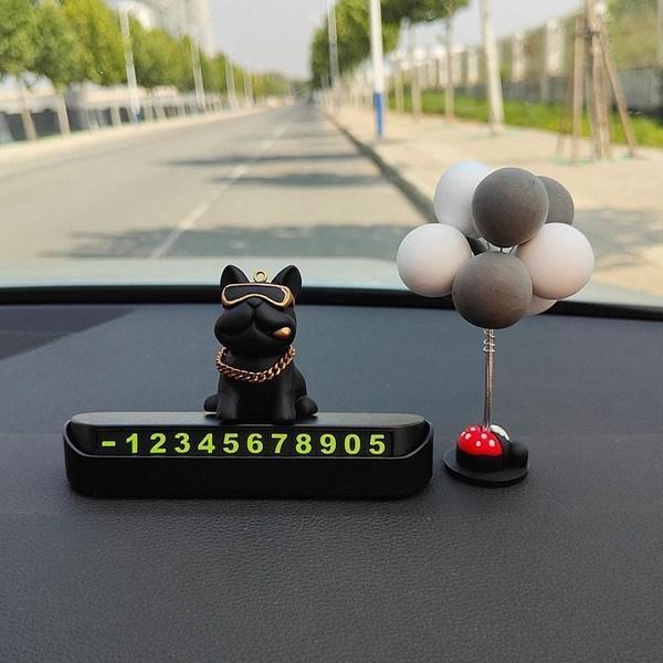 Skyminories strong adhesive bulldog couple inflatable parking license plate, husky, 1 piece,Korean car acc
