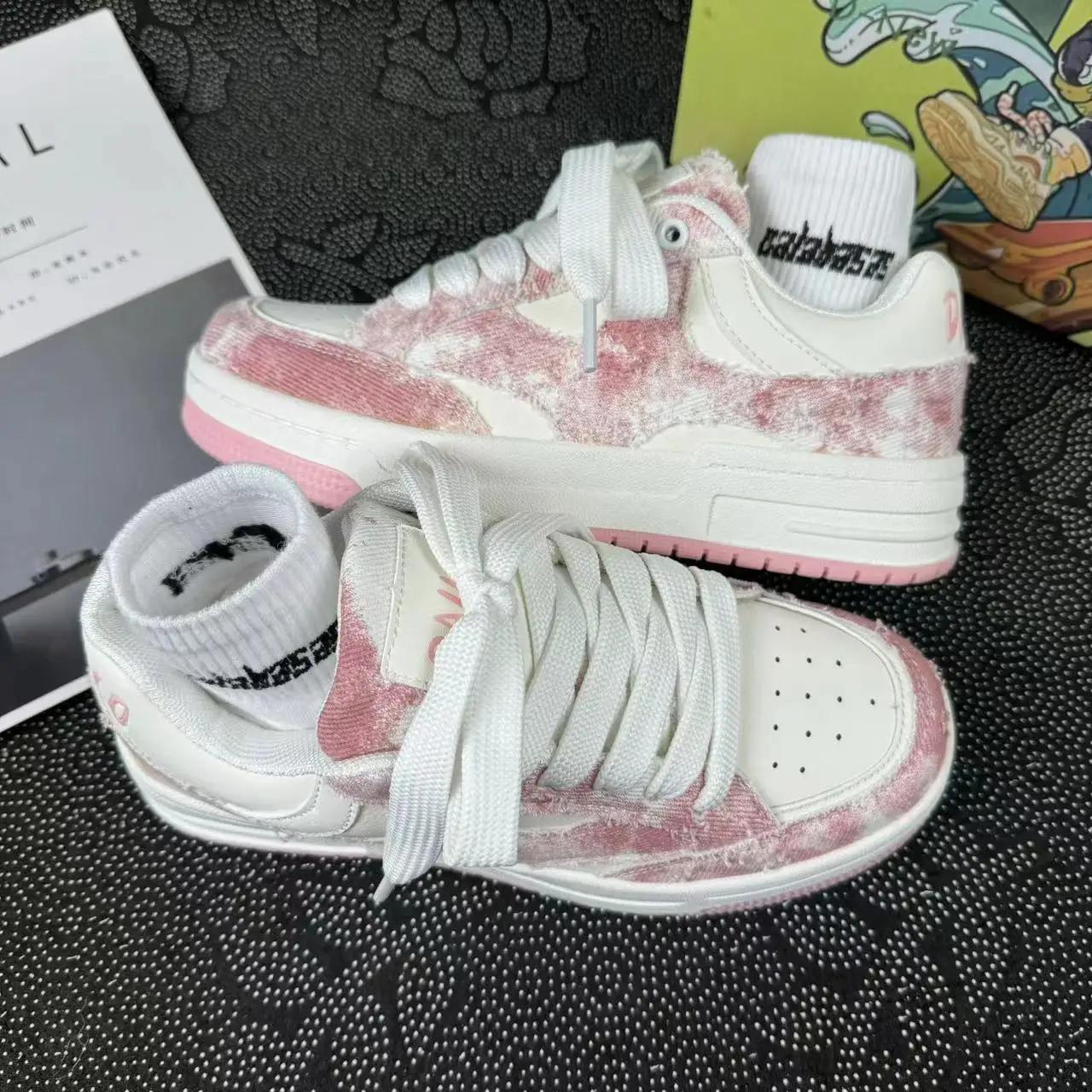 

Женская обувь для тенниса в стиле ретро, модная, звезда, скейтборд, белые кожаные мужские кроссовки, пара, спорт на открытом воздухе, повседневная, осенняя обувь 44 розовый