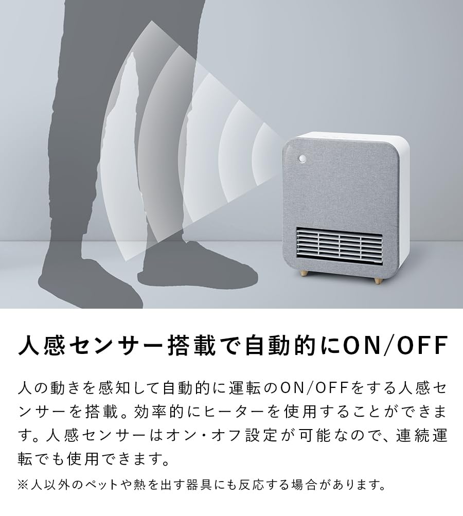 Three Up 1200W Nordic Fabric Heater with Motion White CH-T2275WH Sensor,