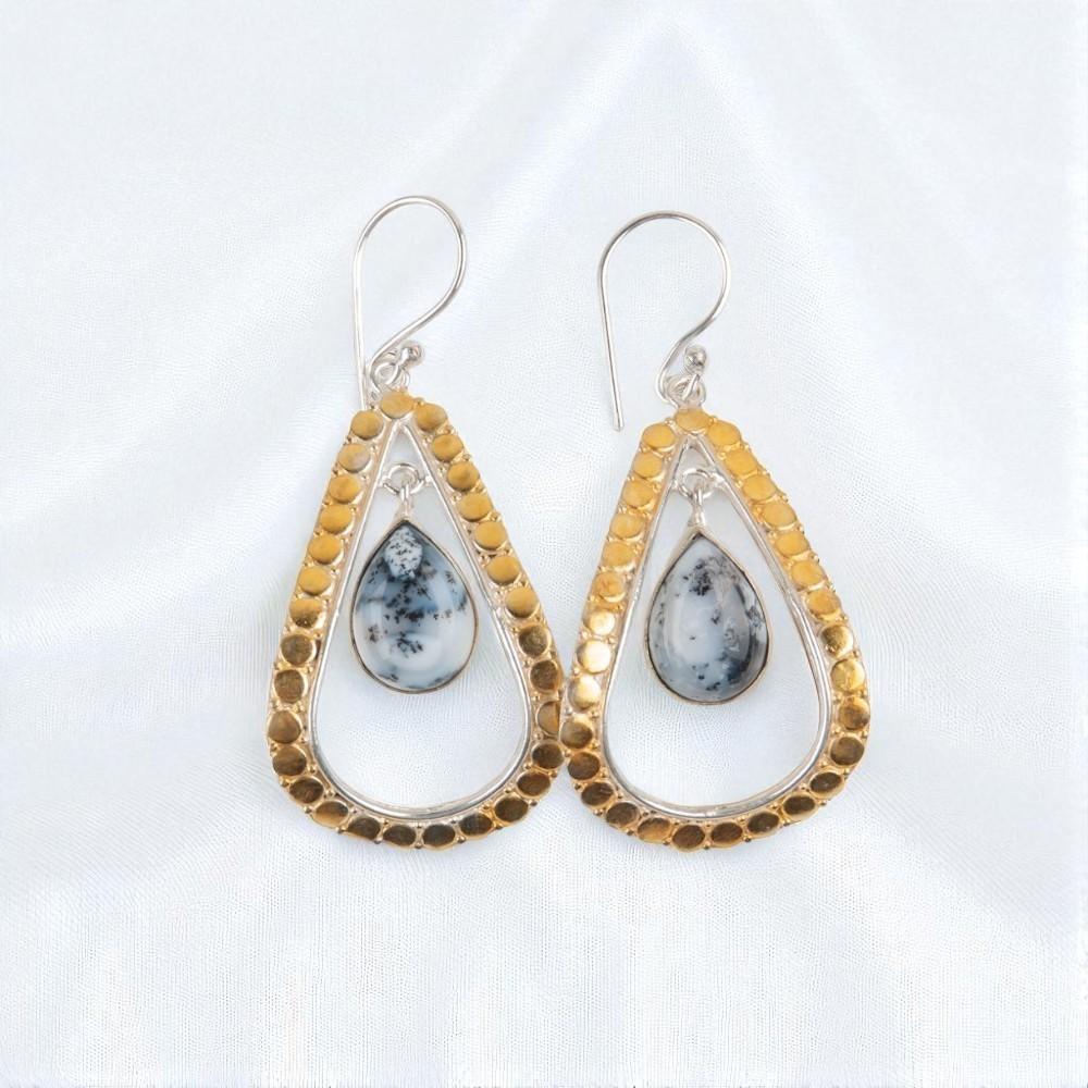 

Rare Dendrite Opal Gemstone 925 Sterling Silver Jewelry Handmade Earrings 2.27 EE-82-18