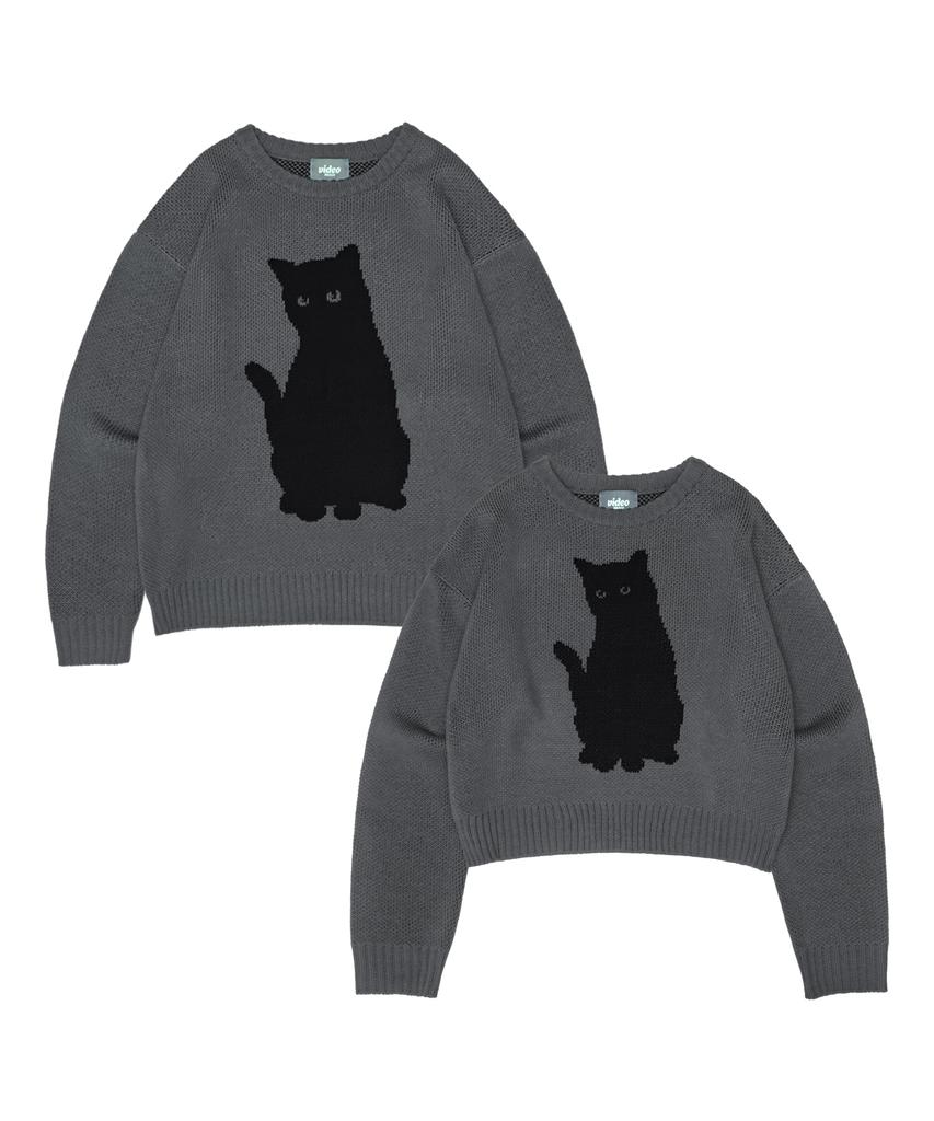 VIDEO JOCKEY Black Cat Knit Sweater [4 Colors]