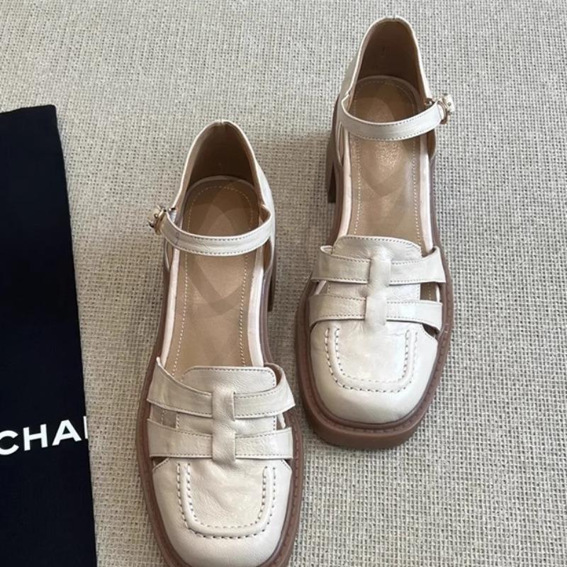 2025 Damenschuhe Geschlossene Zehen Damen Sandalen Mode Schnallenriemen Büro und Karriere Sommer Bedeckte Ferse Sandaletten mit Absatz
