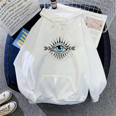 Women Oversize Loose Hooded Sweatshirt for Women Autumn Winter Eye Print Fleece Pullover Hoodies for Couples