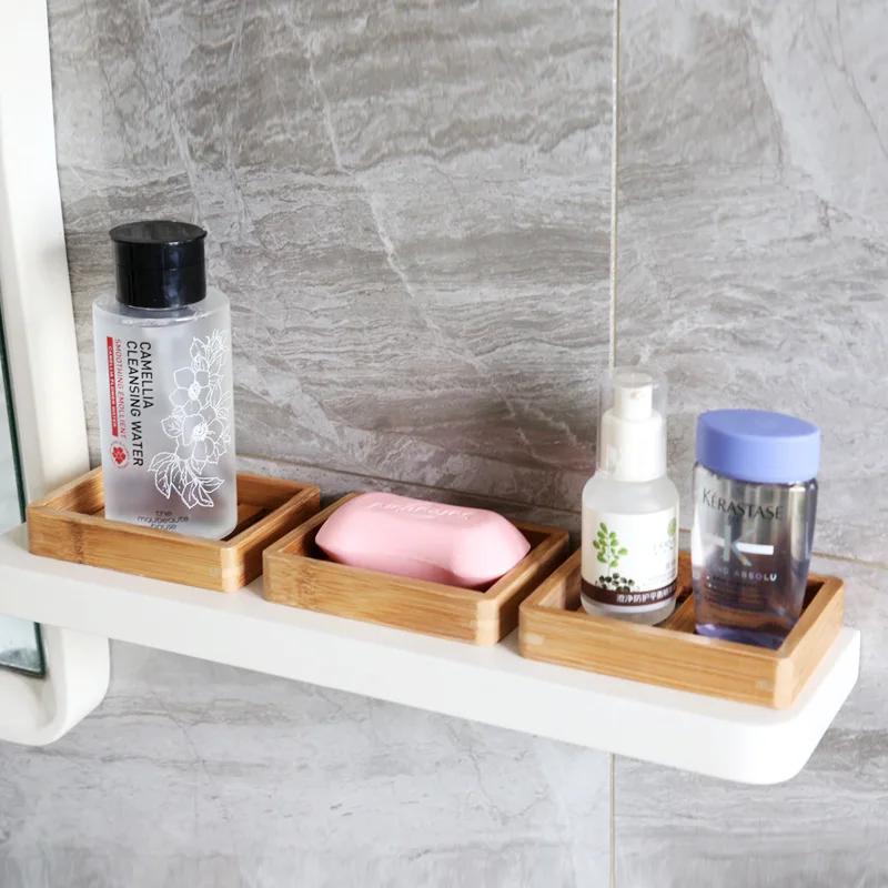 Portable Wooden Natural Bamboo Soap Dishes Tray Holder Storage Soap Rack Plate Container Bathroom Accessories Storage Organizer