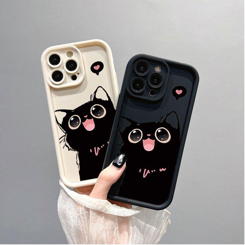 INS Schwarze Katze Hülle Für Huawei Honor 70 90 200 Pro 8X X9 X7 10i MAGIC 6 PRO Nova Y70 Y61 Y90 7 9 10 Pro 10SE Weiche Silikonhülle