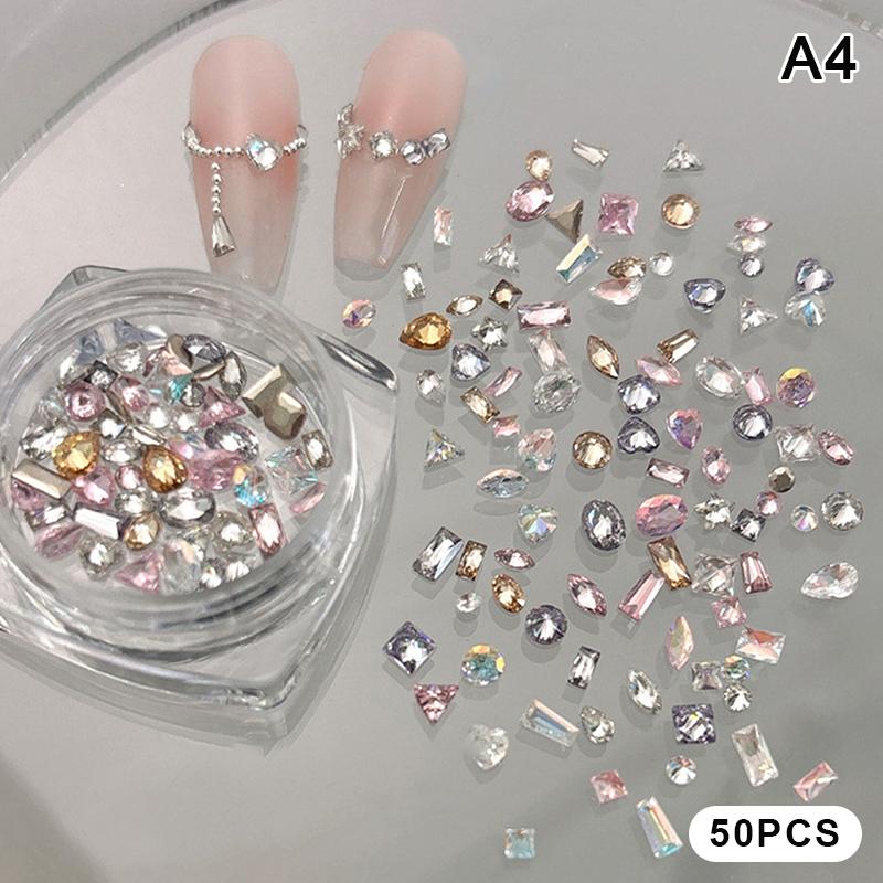 12 Gitter Gemischte Mini Zirkon Nagel Diamanten Pferdeaugen Diamanten Weiß Champagner Nagel Strass Glänzend Bunte Nagel Juwelen Nagel Charms