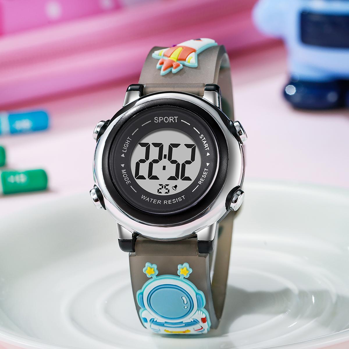 

Fresh and cute macaron color astronaut electronic display silicone strap watch for students graduating in the season коричневый