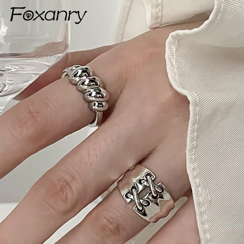 Foxanry 1 Pc Copper Color Personality Geometric Ring For Women Couples Vintage Creative Simple Birthday Jewelry Accessories Gift
