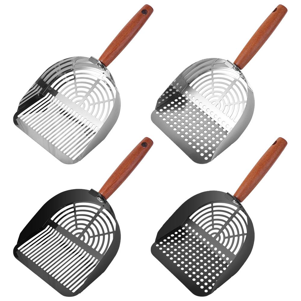 Stainless Steel Cat Litter Scoop Long Wood Handle Toilet Garbage Picker  Cleaning Tool